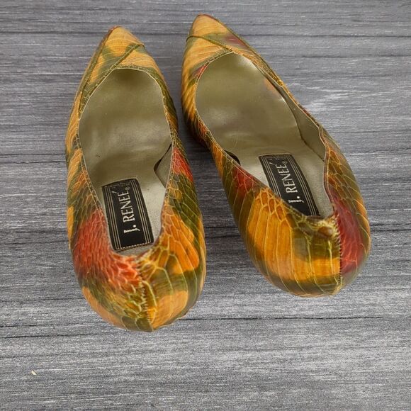 Vintage J Renee Leather Snake Skin Reptile Print Pump Heel Size 8.5 N Glam - Picture 9 of 11